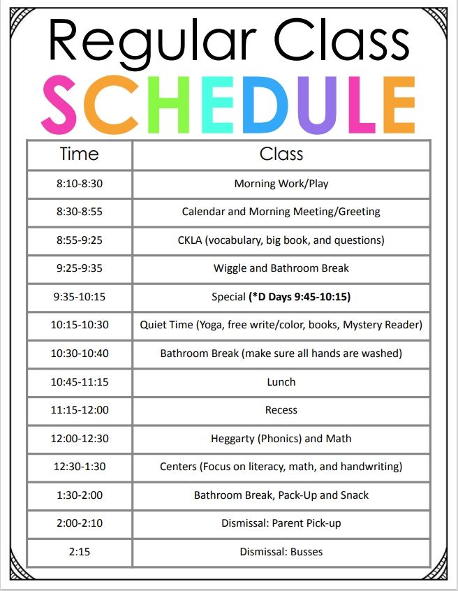 Daily Schedule Daily Schedule