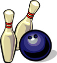 bowling pins and ball 