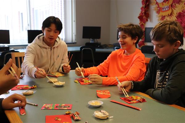 Practicing with chopsticks