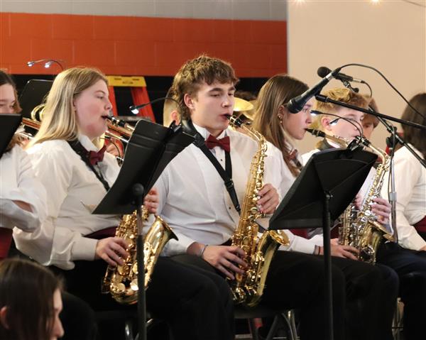 HS Jazz Band saxophone players