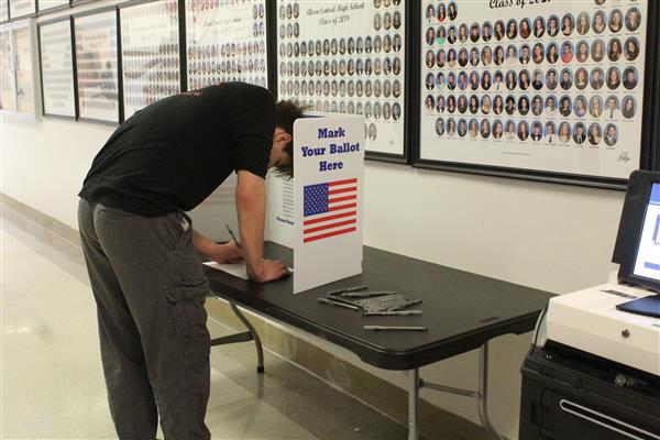 Student marking his ballot