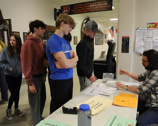 students receiving ballots
